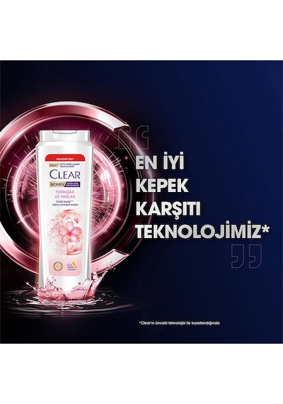Clear Women Kepeğe Karşı Etkili Şampuan Yumuşak Parlak 3 x 350 ML