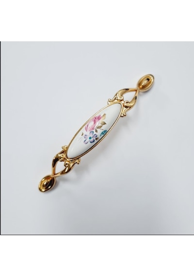 Miray 96 Mm Metal Gold Porselen Çiçek Desenli / 5 Adet Altın