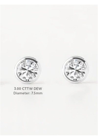 Brezza Lusso Jewelry Brezza Lusso 3 Cttw Dew Diamond Serisi Tektaş İthal Gümüş Kadın Küpe 7,5 Mm