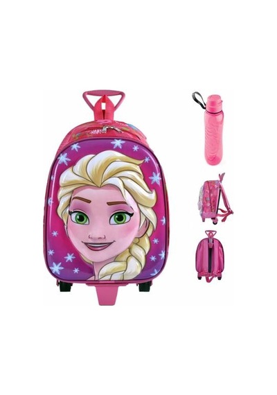 Çekçekli Elsa Kabartmalı Anasınıfı Çantası - Pembe Kreş Çantası + N11.34678