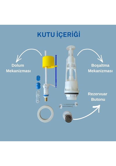 Rezervuar İç Takımı Tam Set Şamandıralı Dolum Ve Boşaltma Mekanizması, Pirinç Su Giriş Bağlan Renksiz