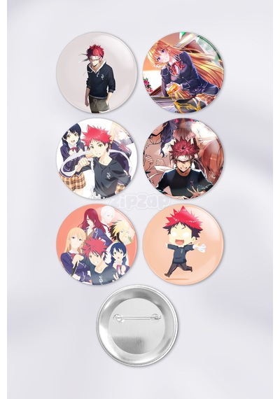 Food Wars Shokugeki No Souma Çanta Süsü Rozet İğneli Buton Rozet Seti 6 Adet Çok Renkli