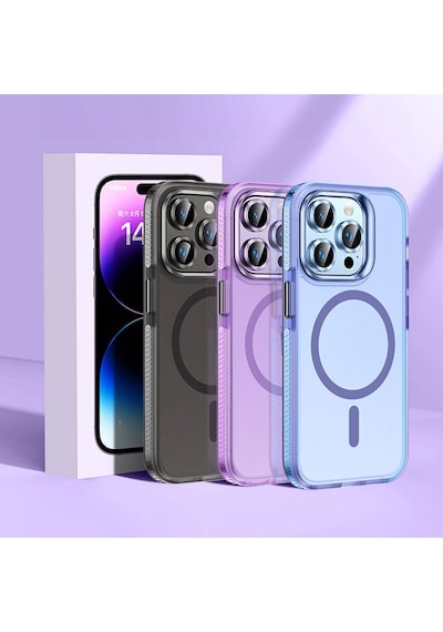 Apple Uyumlu iPhone 15 Pro Max Kılıf Airbagli Magsafe Wireless Şarj Özellikli Lens Koruyuculu Zore Klaptika Kapak
