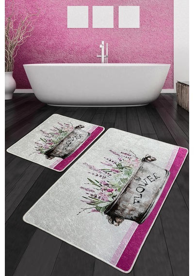 Polipra Banyo Halısı Djt 2 Li Set Beyaz - Pembe