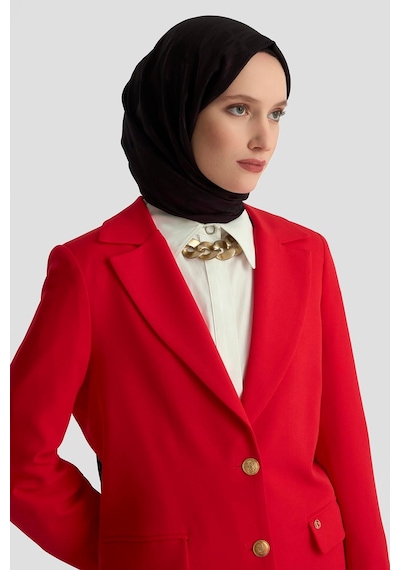 Armine Trend Gold Düğmeli Astarlı Blazer Ceket Kırmızı 25kt520