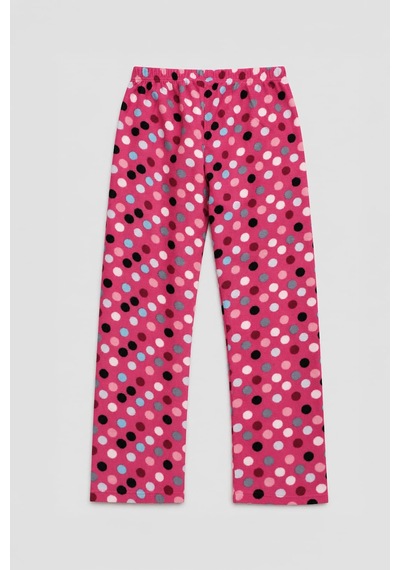 Markapia Kadın Renkli Puantiyeli Polar Pijama Altı PEMBE