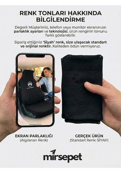 Citroen Ax İle Uyumlu Servis Koltuk Kılıfı Günlük Koruma Seti Siyah