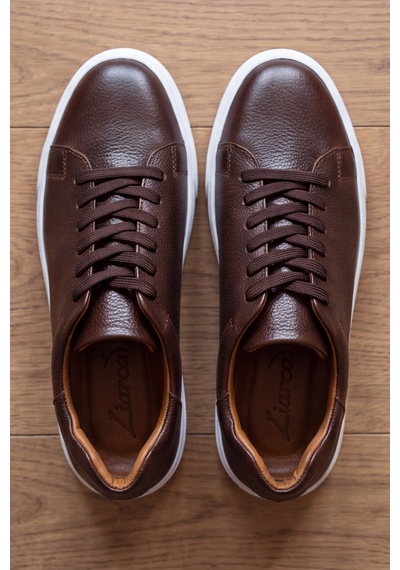 Liarca Asterio %100 Hakiki Deri Sararmayan Faylon Taban Sneaker Klasik Kahverengi Beyaz Ayakkabı Kahverengi - Beyaz