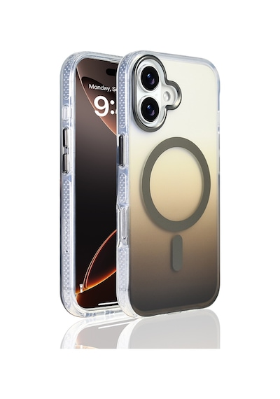 Zore İphone 17 Kılıf M-safe Şarj Özellikli Transparan Renk Geçişli Nvth Toros Kapak - Gri