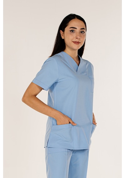 Açık Mavi Doktor Hemşire Üst Kadın Cerrahi Forma