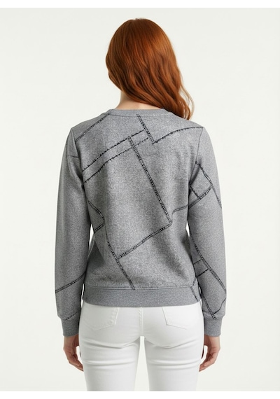 Neden Tekstil Kadın Gri Baskılı Uzun Kollu Sweatshirt