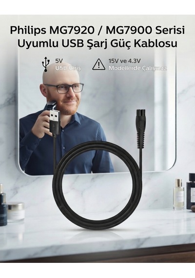Philips Mg7920 / Mg7900 Serisi Uyumlu Usb Şarj Kablosu - Tıraş Makinesi Güç Kablosu