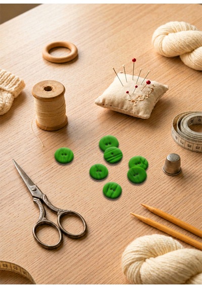 Açık Yeşil El Yapımı Polimer Kil Düğme 2 Cm Yuvarlak Dekoratif Örgü Hırka Yelek Amigurumi Düğmesi 267-Açık Yeşil