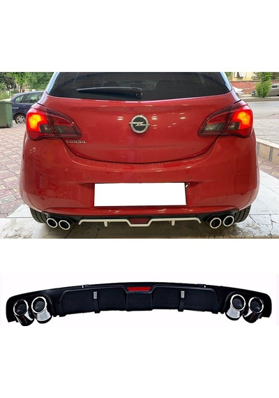 Opel Corsa E Siyah Difüzör 4 Krom Egzoz Görünümlü Difizör Arka Ek Body Kit