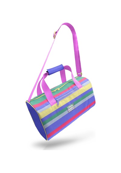 Coral High Milka Gri Sarı Çizgi Desenli Spor Çantası 27543 124-Pembe