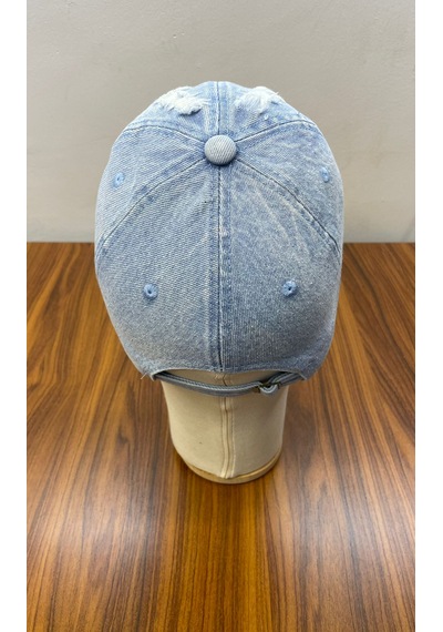 Denim Jean Kot Kumaş Vintage Yıkamalı Unisex Cap Şapka Buz Mavi