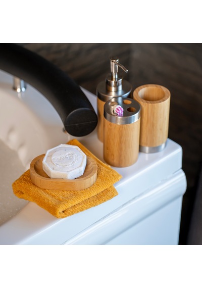 Bath Bambu 4'lü Banyo Aksesuar Seti - Açık Kahverengi Çok renkli