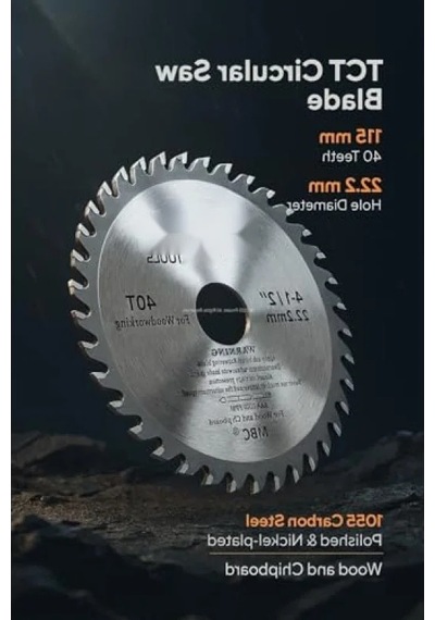 115 Mm Daire Testere Diski, 40 Diş, 22.2 Mm Delik Çapı, Karbon Çelik, Krom Vanadyum Kaplama