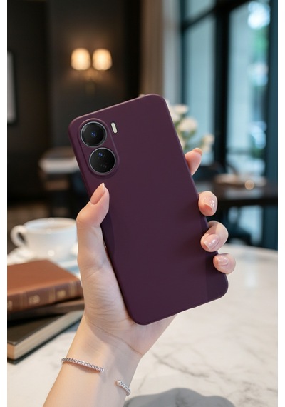 Vivo Y16 Uyumlu İçi Kadife Kamera Korumalı Renkli Silikon Kılıf