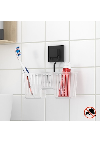 Teknotel Easyfıx Yapıskanlı Plastik Banyo Rafı Mat Siyah Ef058 Beyaz