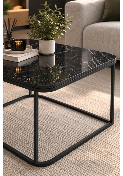 Sulorahome Siyah Kare Orta Sehpa 65x50 Cm