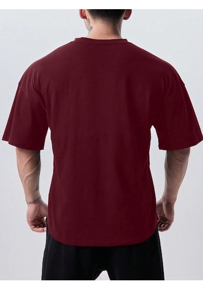 Genius Store Genius Erkek Spor Tişört Oversize Fitness & Gym Antrenman Tişörtü Bordo
