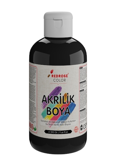 Red Rose Siyah Akrilik Boya 250 G