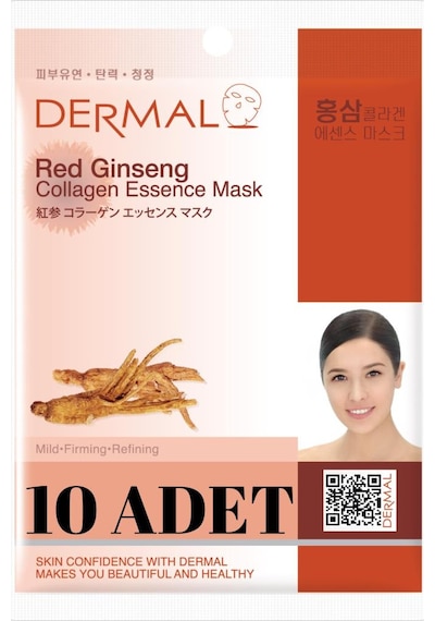 Dermal 10'lu  Serinletici Sıkılaştırıcı Kırmızı Ginseng Özlü Kolajen Maske