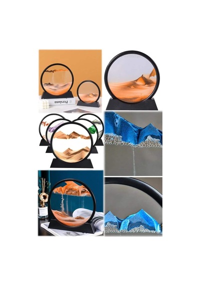 7 Inç Mavi Orta Boy Dekoratif Yuvarlak Şık Kum Tablosu Modern Dekoratif Süs 84744701