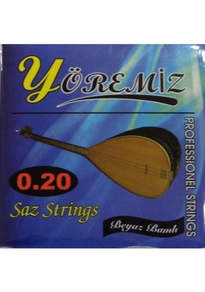 Yöremiz Y020B Uzun Sap Saz Teli 0.20 Beyaz Bamlı