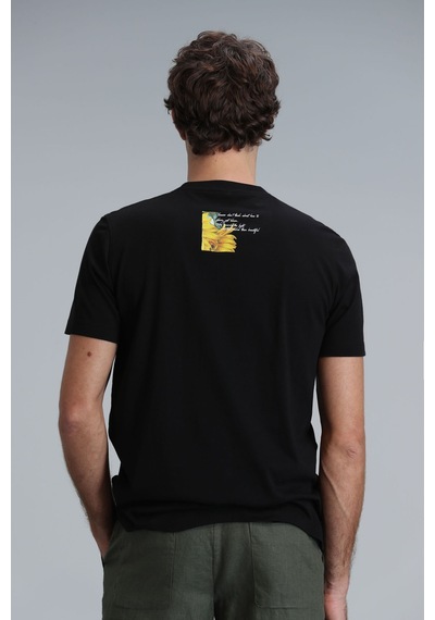 Lufian Erkek June Modern Grafik T-shirt 111020192 Siyah