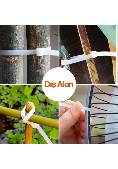 Chedı Kablo Bağları, 20 Cm 100'lü Paket Çok Amaçlı Kullanım, Premium Kalite Beyaz Kablo Klipsi