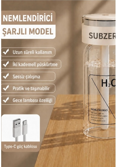 Exenar - Beyaz - Şarjlı Hava Nemlendirici Araç İçi Ambiyanslı H2o Mini Buhar Makinesi Led Işıklı Humidifier Nem Cihazı Standart Exenar - Beyaz - Şarjlı Hava Nemlendirici Araç İçi Ambiyanslı H2o Mini Buhar Makinesi Led Işıklı Humidifier Nem Cihazı Standart