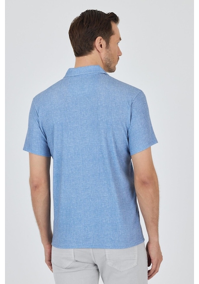 Mavi Polo Yaka Kısa Kol Cepsiz Slim Fit Classic Tişört 1011250176 Mavi