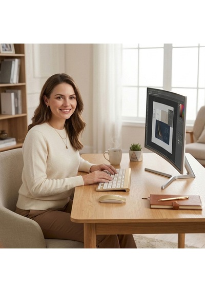 Premium Gold Klavye Mouse Seti - Sessiz Kablosuz Mini - Altın Serisi Optik