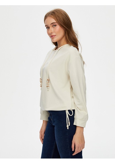 Faik Sönmez Relax Modallı Kemik Aksesuar Detaylı Sweatshirt W26swt011 Uw26swt01172 Taş