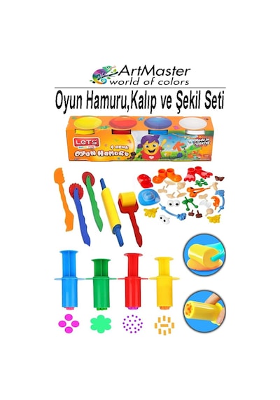 4 Renk Oyun Hamuru Lets Oyuncak Kalıp Enjektör Seti Merdane Silindir Kesici Şekiller 1 Paket Etkinlik Okul Anasınıfı Çok Renkli