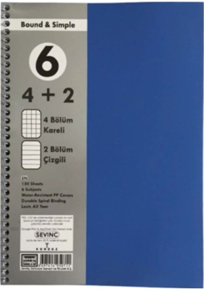 150 Yaprak Pp Kapak Ayraçlı Defter 4+2