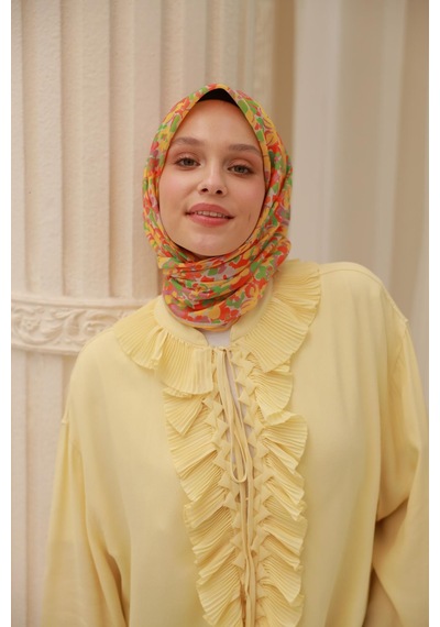 Silk Home Soft Eşarp 73081-36 Taş, Yeşil, Sarı, Turuncu, Pembe