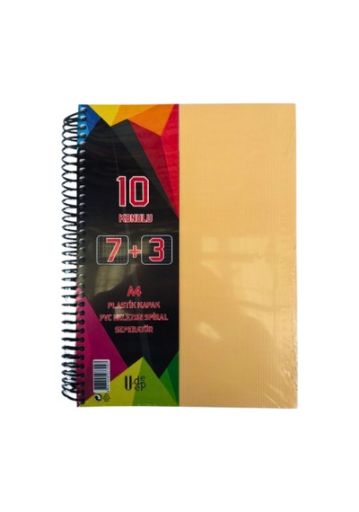 A4 Boy 7+3 Ayraçlı Defter Dersane Defteri 7 Kareli 3 Çizgili 250 Yaprak 10 Bölümlü Udep - Bej