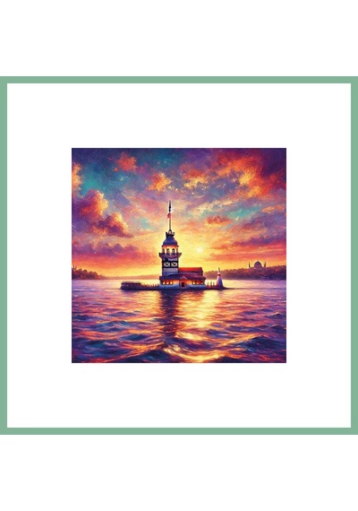 Bşkvirgo Kız Kulesi Kanvas Tablo 90x90cm Bsk2026 Çok Renkli