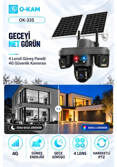 O-kam Ok-s-340 Premium 4g 4 Lensli Güvenlik Kamerası