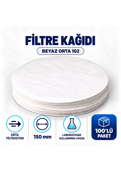 Filtre Kağıdı 150 Mm Beyaz Orta 102 100 Lü Paket