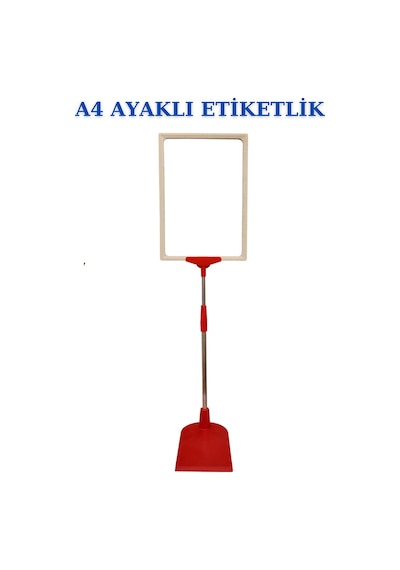 10 Adet K-B A4 Ayaklı Etiketlik Sepet Etiketi Çerçeveli Etiketlik Kırmızı Beyaz