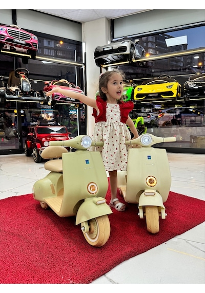 Oyuncak Sepetim Vespa Akülü Motorsiklet 2-5 Yaş Bej