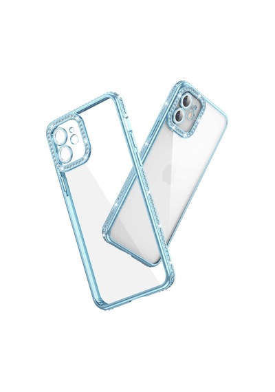 Apple Uyumlu iPhone 11 Uyumlu Kamera Korumalı Taşlı Zore Mina Kılıf-mavi Mavi -