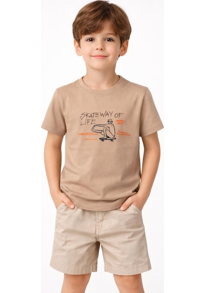 Yale Kids 3-8 Yaş Erkek Çocuk Tişört Camel