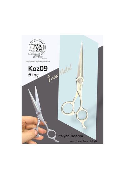 Koz09 İnox 6 İnç Saç Sakal Kesim Makası