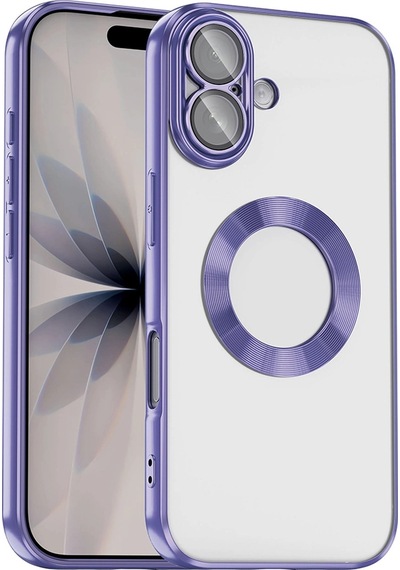 Apple Uyumlu iPad iPhone 17 Kılıf Kamera Korumalı Logo Gösteren Zore Omega Kapak Lila