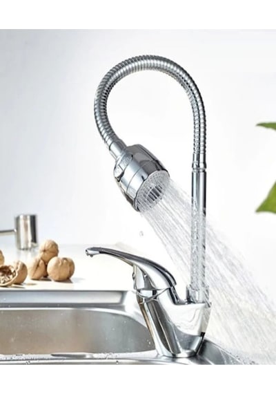 Mintev Oynar Spiral Borulu Krom Mutfak Lavabo Başlığı 2 Fonksiyonlu